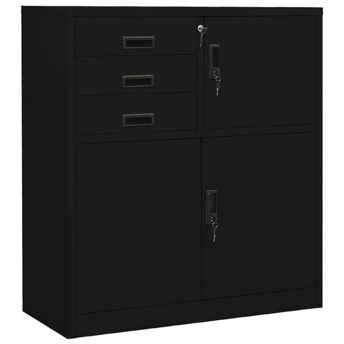 Büroschrank schwarz 90x40x102 - büroschrank,